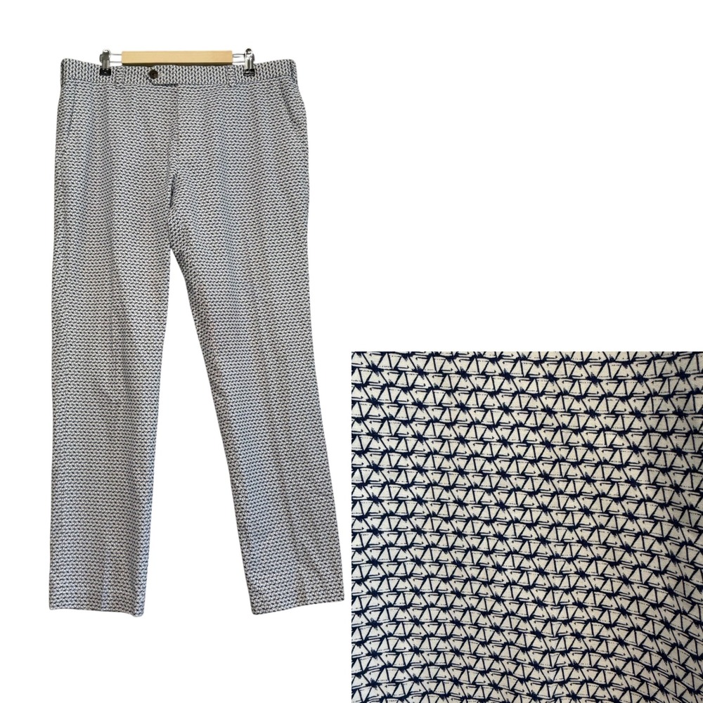 Brooks Brothers‎ Milano Chino Pants Mens 36x32 Geometric Preppy Golf Casual AOP